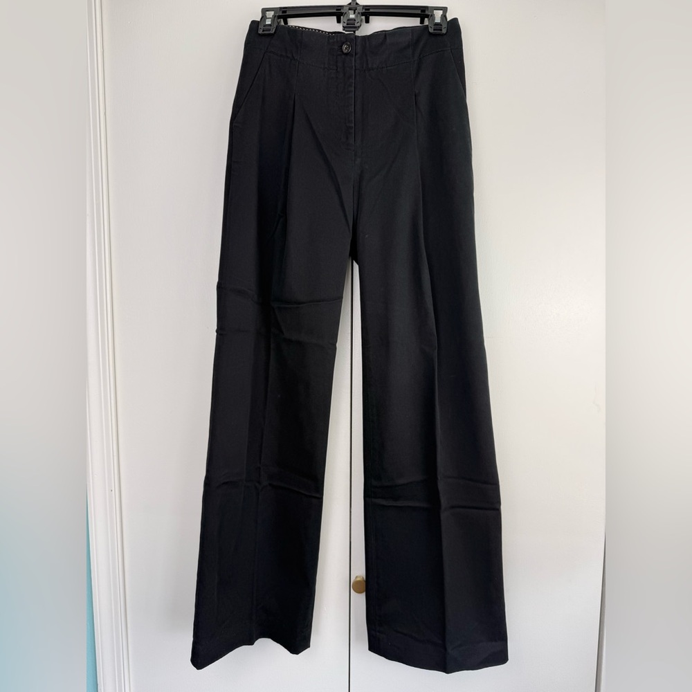 Anthropologie The Essential Wide-Leg Black Trouser High Rise 2 EUC